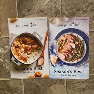 Pampered Chef Seasons Best Cookbook Duo - Blue and White